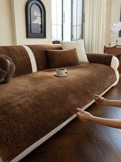 1件沙发垫套，纯色保暖沙发套，冬季适用，防宠物抓挠，宠物友好型沙发保护套，卧室/办公室/客厅家具套（靠背套和扶手套需另购）