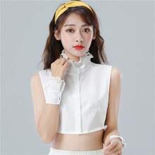 1pc Elegant Double-Layer Ruffled Lace Collar Detachable Shirt Collar, Chiffon Collar Versatile Lining, Thick & Non-Transparent Collar For Women - Multicolor - View 3