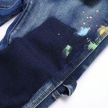 Nuevos Jeans Punk Azules Multi Bolsillos Sueltos Rectos Ligeramente Acampanados para Hombres Pantalones de Mezclilla Sin Estiramiento Moda Urbana - Azul lavado medio - Ver 5