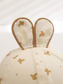 1pc Baby Girl Sun Hat, Thin Spring/Autumn Princess Style Wide Brim UV Protection Baseball Cap, Suitable For Outdoor Activities, Fits 6-24 Months - Bunny-patterned Sun Hat - View 9