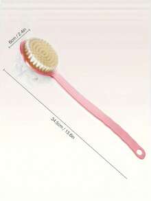 1pc Pink Long Handle Bath Brush, Double-Sided Bristles For Back Exfoliation And Shower Cleansing, Multi-Functional Loofah Brush, Home Bathroom Decor - Multicolor - View 7