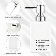Ceramic Soap Dispenser With Rust Proof Pump,320ML Refill Hand Liquid Soap Pump Dispenser For Bathroom Kitchen,1PCS - White - 1 PCS - View 4