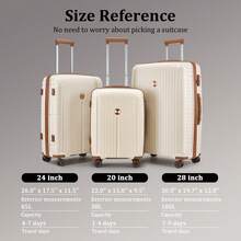 Joyway 6-Piece Hard-Shell Luggage Set In 12/20/24/28 Inches, Including 2 Practical Travel Bags, With TSA Lock And Quiet 360° Spinner Wheels, Robust And Water-Resistant, Suitable For Families, Students And Business Trips, Various Sizes For Cabin And Checked Baggage – Ideal Travel Accessory And Travel Must-Have - 白色 - 查看 7