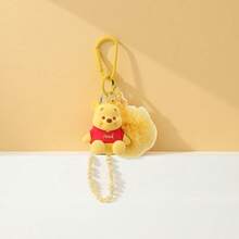 Miniso 1個小熊維尼系列毛球串珠鑰匙圈：毛絨+樹脂材質，可愛的小熊維尼造型細節與配套串珠鏈，適合日常包包裝飾與鑰匙收納 - 黃色 - 查看 2