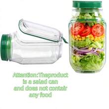 1 Hũ đựng salad - Loại mở nắp bên hông tiện dụng, thiết kế chống rò rỉ, có nắp đậy, cốc đựng thực phẩm trong suốt, kèm theo hộp đựng nước sốt 2,5 oz, thiết kế mở nắp bên hông dễ dàng lấy ra, đường kính lớn, sạch sẽ và không có góc chết, ngay cả người ngồi gù lưng cũng dễ dàng sử dụng, hoàn hảo cho văn phòng, trường học, du lịch, tiệc tùng, dùng làm hộp đựng salad, hộp cơm trưa, bát salad, bát salad có nắp, hũ Mason. - Nhiều màu - Xem 14