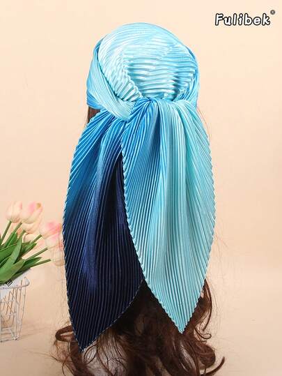 1pc 90cm Women's Solid Color Crinkle Chiffon Scarf, Women's Bandana & Square Scarf, Accessory For Hair, Headband, Hairband, Abaya, Suitable For Beach, Vacation And Daily Life, Adding Highlights To Your Style