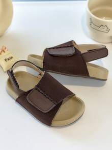 1双儿童凉鞋，女童夏季新款幼儿/小童露趾沙滩鞋，男童款 - 棕色 - 查看 3