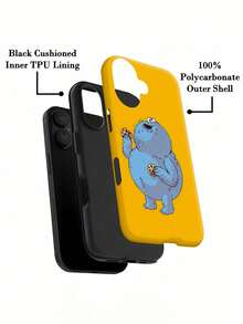 Monstruo Comegalletas disfruta felizmente de unas galletas con fondo amarillo. Esta elegante funda es compatible con los modelos  17, 16, 15, 14 Pro Max, 13, 12, 11, XR y XS Plus. Fabricada en silicona de vidrio, ofrece protección contra golpes y caídas, además de una sensación superior. Es un regalo ideal para familiares, amigos y seres queridos, y una opción perfecta para Año Nuevo. - Blanco - Ver 6