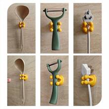 3PCS Silicone Sticky Hooks Yellow Crown-Shaped Design For Hanging Keys Toothbrushes Charging Cables Bath Scrubbing Towels Electrical Plugs For Kitchen Bathroom Shower Office - 黃色 - 查看 5