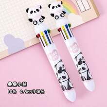 Kawaii Multicolor Ballpoint Pen, 10 Colors, Cute Panda Bear Sitting Design - White - View 4