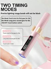 1pc Handheld UV Nail Lamp With Stand, Mini Portable Wireless Nail Lamp With LCD Screen, Compact Nail Lamp, Portable LED Nail Lamp, Wireless USB Rechargeable Fast Curing Nail Lamp, Gel Curing Function, Pink Charging Straight Tube Nail Lamp, Small Portable Battery Powered Mini Nail Lamp - Multicolor - View 4