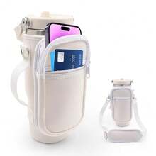 For  Iceflow Flip Straw Tumbler 30 Oz, Water Bottle Cup Holder Cover Carrier Sling Bag With Strap, Pouch Pocket For Phone / Accessories, Add Handle For  Flip Straw, Neoprene (White) - White-30oz - View 1