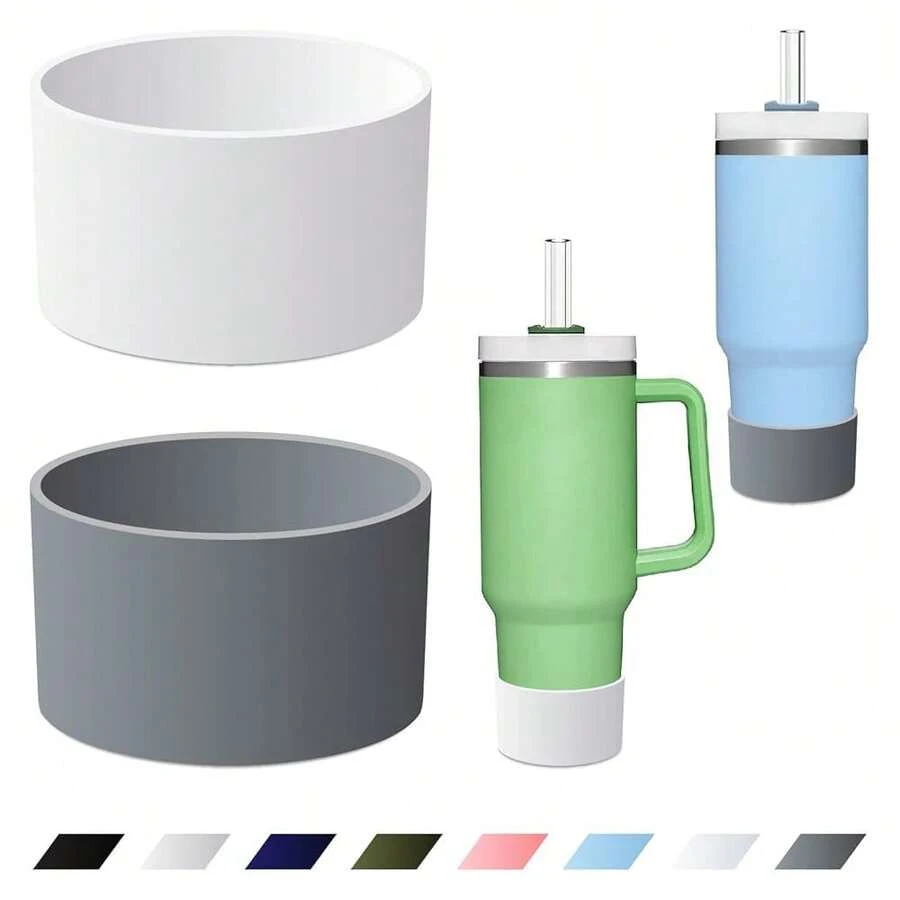2Pack Silicone Boot For   Adventure 40oz & IceFlow 30oz 20oz, Reduces Cup Noise Scratches Silicone Bottom Sleeve Cover Compatible With  Tumbler (Grey+White) - Xám + trắng - Xem 1
