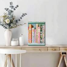 Cuadro de lienzo de libro pastel, arte de pared moderno, decoración de libros coloridos, imágenes de niña leyendo, pinturas de rincón de ratón de lectura, pósteres impresos para decoración del hogar, aula, baño, dormitorio, decoración de sala de estar - transparente - Ver 6