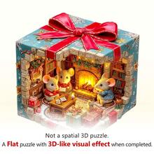1pc Mouse's Gift House Wooden Puzzle, Asymmetrical Animal Shaped Wooden Puzzle Toy, Unique Party Game Gift, Decorative Art Puzzle, Tabletop Magic Puzzle, Distinctive Children's Educational Puzzle, Holiday Gift, Adult Wooden Puzzle, Back To School Gift, New Year Gift, Birthday Gift (2D Puzzle) - Multicolor - View 7