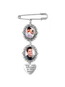 1/2 piezas Kit de fabricación de broches de alfileres DIY, regalos del Día de San Valentín, para novia, boda, aniversario, Ramadán, Día de la Madre, festival, broche de alfileres con encanto de ramo de fotos personalizado DIY, para mujeres y niñas, broche de corazón de foto vintage, marco de encaje con marco ovalado con colgante