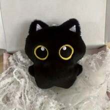 1 Peça Chaveiro de Gato Preto Fofo, Pingente de Pelúcia de Gatinho Super Fofo, Corrente de Pérolas Aleatória, Melhor Presente para Meninas - Multicolorido - Visão 1