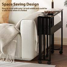 Huisuilinss Folding Desk,Small Rolling Desk With Wheels,Foldable Computer Desk With Storage Shelf,Laptop Cart Table,Sofa Table,Portable Home Office Desk For Small Space Study Writing,Easy To Fold - negro - Ver 4