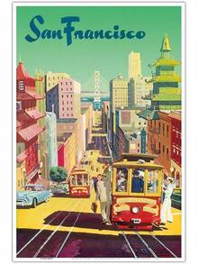 San Francisco - Teleféricos - Póster de viaje en avión vintage de David Klein c. s - Master Art PrintUnframed) in x incuadros decorativos para sala,poster,con marco,posters,cuadros para la pared ,marcos para cuadros,cuadro,virgen de guadalupe,salascuadros decorativos para sala,poster,con marco,posters,cuadros para la pared ,marcos para cuadros,cuadro,virgen de guadalupe,salas - transparente - Ver 6