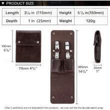 Estuche Doble para Reloj de Piel Auténtica con 2 Ranuras, Porta de Viaje para Relojes para Hombres Organizador de Relojes de Pulsera Bolsillo Portátil, con Botón Metálico,37853787 - Multicolor - Ver 6