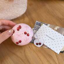 Korean Style Minimalist Pink Bow & Cherry Pendant Earphone Case Compatible With Huawei Freebuds 7i, Freebuds 2, Freebuds SE3, Freebuds 5i, Galaxy Buds Pro 3 Cute Korean Earphone Case - Pink - View 3