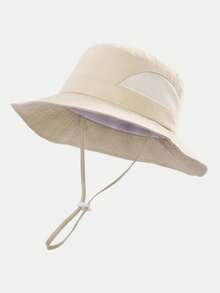 1顶儿童渔夫帽，夏季透气遮阳帽，适合1-8岁儿童，可调节下巴带，宽檐沙滩帽 - 1PC - 查看 17