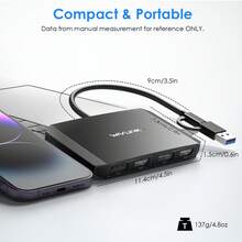 Adaptador USB a DisplayPort y HDMI, Hub de monitor dual 4K@60Hz con DisplayLink, para portátil/escritorio/tableta/teléfono, compatible con Windows y M1/M2 - Negro - Ver 3