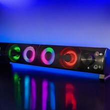 Multimedia Speaker Box Soundbar USB 3.5mm P2 Connection Powerful 110v/220v With RGB LED Light PC Gamer / TV / Notebook / Computer - Black - View 6