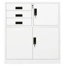 vidaXL Armadio da scrivania Bianco 90x40x102 cm Acciaio - Bianco - Visualizzare 3