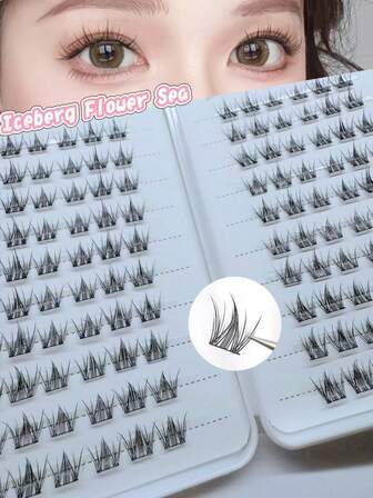 120/240 Clusters Iceberg Flower Sea False Lashes | Slouchy Bunny Devil Style | Realistic Comic Princess Eye Lashes For Beginners