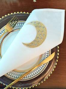 1/2/4pcs 100% Polyester Exquisite Embroidered Small Napkins, Ramadan Elements, Ramadan Mubarak, Oil And Dirt Resistant, Suitable For Ramadan, Home, Holiday Decor, Eid Mubarak, Parties, Weddings, Restaurants, Kitchens, Dining Tables, Desks, Coffee Tables, Vanities, Living Rooms, Bedrooms, Indoor And Outdoor, Camping Etc.