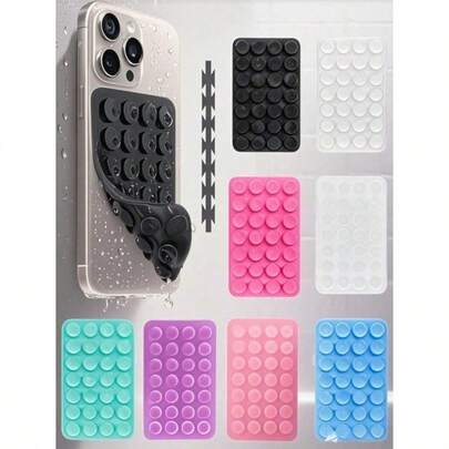Thickened Single-Sided Suction Cup Phone Holder, Silicone Adhesive Gel Pad, Reusable Adhesive Phone Holder, Hands-Free Holder, Suitable For Mirrors And Cars, Back-To-School Season, Anti-Slip Mat Phone Holder, Phone Case Suction Cup Sticker, Multi-Functional Mat For All Smartphones, Office Gadget, Dormitory Essential.