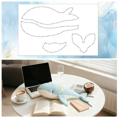 A3 Large Whale Sewing Template (42x29.7cm), DIY Big Stuffed Animal Pattern Stencil, Reusable PET Ruler For Making Plush Whale Pillow, Ocean Nursery Decor Gift (16.5x11.7") Make Your Own Huggable Whale! DIY Sewing Template For Soft Toy & Nap Pillow, Reusable Craft Stencil