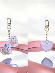 [2-In-1 Y2K Lip Balm] 2-In-1 Y2K Cute Lip Balm Cheek Balm Solid Makeup 0.4g | Love Mirror Box, Heart Bag Charm Purse Charm Keyring Accessories, Women Heart Keychain Gift - Multicolor - View 5