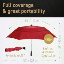 Folding Golf Umbrella - Burgundy - View 3