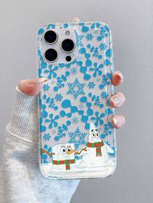SpongeBob SquarePants 1个卡通趣味全屏蓝色雪花海星雪人图案减震透气手机壳，兼容三星/苹果17/16/15/14/13/12/11 Pro Max/12 Pro/14 Plus及其他型号 - 彩色 - 查看 2