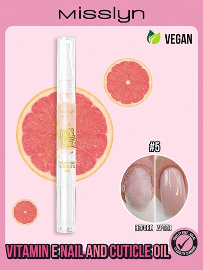 Misslyn 维生素E指甲及角质层护理油，强韧指甲，促进指甲生长，适用于脆弱、易剥落、开裂、薄弱的指甲，是Y2K妆容、派对、海滩旅行、假期、露营、户外活动、送礼佳品、玫瑰时尚女孩、新年妆容、角色扮演、最佳旅行、节日氛围、缤纷校园、学校、中国新年、情人节礼物的理想之选，纯素，无动物实验