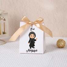 10pcs Eid Mubarak Paper Gift Box Cartoon Muslim Kid Pattern With Ribbon Bow Eid Al-Fitr Candy Chocolate Packaging Box For Festival Party - Eid Al-fitr Mini Standee - View 23
