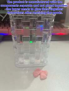 1个/2个透明蝴蝶结笔筒，学生桌面笔筒，高端质感桌面收纳盒，迷你桌面垃圾桶，适合学生桌面整理、文具、化妆品收纳，可爱时尚的文具盒，收纳盒，送给家人、朋友、同事的礼物，学习用品，铅笔盒，收纳用品，包 - 多色 - 查看 9