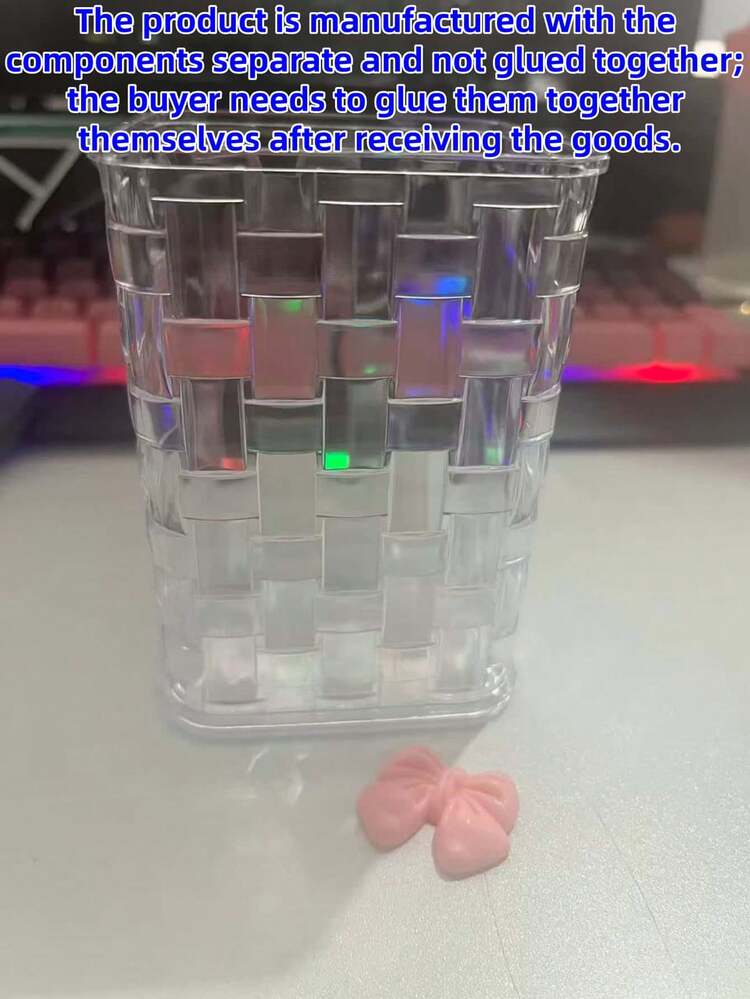 1pc/2pcs Transparent Bow Pen Holder, Student Desk Pen Holder, Desktop Storage Box With High-End Feel, Mini Desktop Trash Can, Suitable For Student Desk Organization, Stationery, Cosmetics Storage, Cute And Stylish Stationery Box, Organizer, Gift For Family, Friends, Coworkers, School Supplies, Pencil Case, Storage Items,Bag - Multicolor - View 9