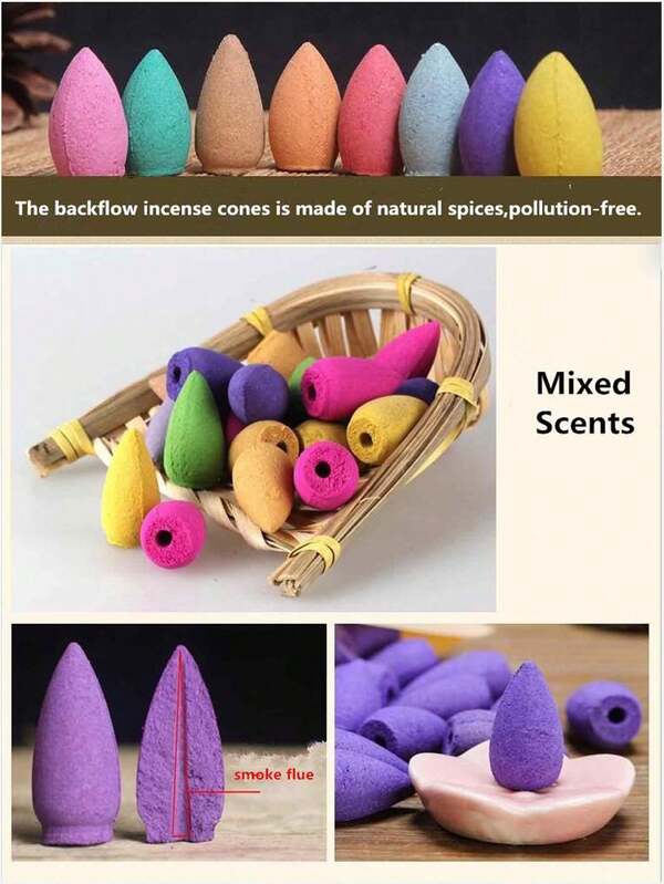 100pcs Elegant Waterfall Backflow Incense Set, Home Fragrance Accessories For Festivals, Spa, Yoga, Relaxation, Meditation, Mixed Natural Scents, Long-Lasting Odor Removal, Fresh Air, Home, Living Room, Bedroom, Bathroom