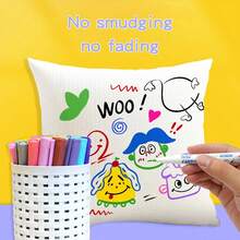 12-Colour/24-Colour Fabric Markers, Vibrant Fabric Paint Markers Suitable For Clothing, Canvas Bags, T-Shirts And Shoes – Essential For Back-To-School Season. - Multicolor - View 9