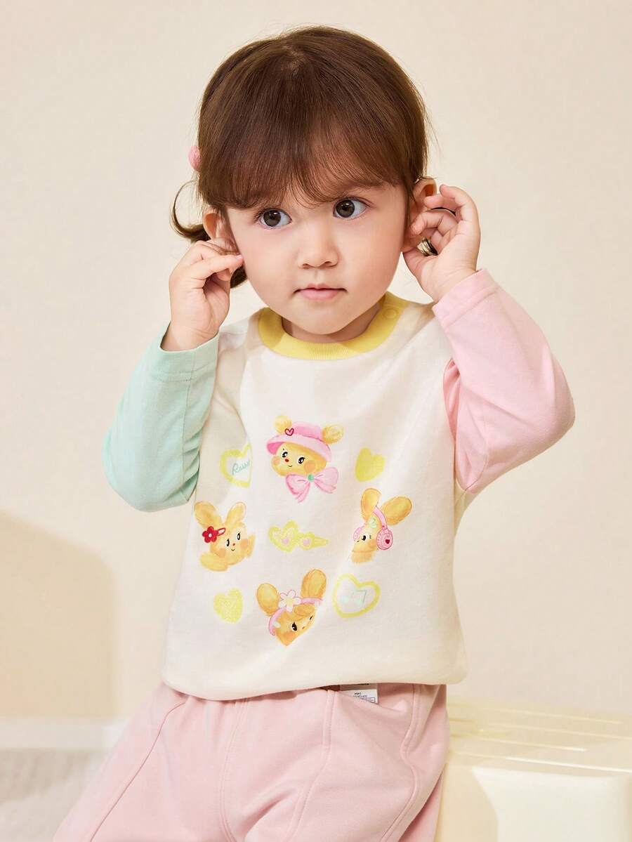 Balabala Young Girl' Long Sleeve T-Shirt, Cotton Cute Spring/Fall Top 2026 - Milky White - View 1