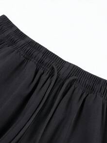 Calças casuais de exterior para homem, perna reta, para todas as estações, com design estampado, cintura com cordão e bolsos laterais duplos, para uso diário, escritório, campismo e festas - Preto - Ver 6