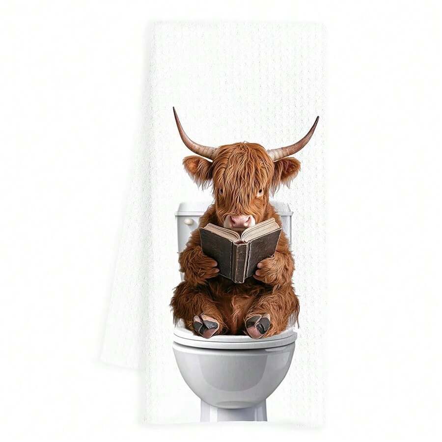 Cow Gifts Hand Towels For Bathroom, Cute Cow Bathroom Decor, Funny Farmhouse Cabin Decor, 16x24 Inch - 牛1 - 查看 1