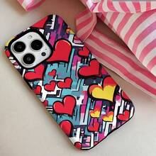 Feliz Día de San Valentín Estética Funda Protectora Colorida en Forma de Corazón 2 en 1, Duradera y Robusta, Diseño de Doble Capa Proporciona Excelente Protección, a Prueba de Golpes, Adecuada para  17 16e 16 15 14 13 12 11 8 7 X XS XR Plus Pro Max Mini SE2 SE3, Regalo de Cumpleaños Navidad para Amigos, Protección de Teléfono, Funda Protectora a Prueba de Golpes, Funda de Teléfono de Moda, Diseño de Moda, Material a Prueba de Golpes, Excelente Durabilidad, Funda de Teléfono , Funda de Teléfono Ultrafina, Entusiastas de la Tecnología, Entusiastas de la Moda - Colores mixtos - Ver 1