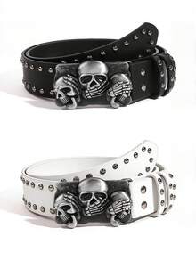 1条复古朋克摇滚风格骷髅头扣男士时尚腰带 - XD-三骷髏頭 - 查看 6
