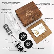 Whiskey Stones Gift Set - Whiskey Glass Set Of 2 - Granite Chilling Whiskey Rocks - Scotch Bourbon Box Set -Father's Day Birthday Gifts For Men Drinking Gift For Dad Him Husband Party Holiday Present LQ02W - 菠蘿形玻璃杯+花崗岩 - 查看 2