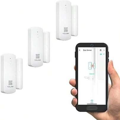 YoLink Sensor de puerta, sensor inalámbrico de 1/4 milla de mayor alcance del mundo inteligente para puerta de ventana y ventana funciona con Alexa IFTTT, sensor inteligente con monitor remoto notificaciones de aplicación recordatorio abierto – YoLink Hub requiere