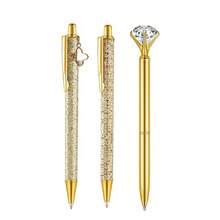 9pcs Metal Crystal Ballpoint Pens, Diamond Pens, Liquid Sand Glitter Pens With Black Ink, Cute Pens For Female Students, Desk Supplies - Black - View 10